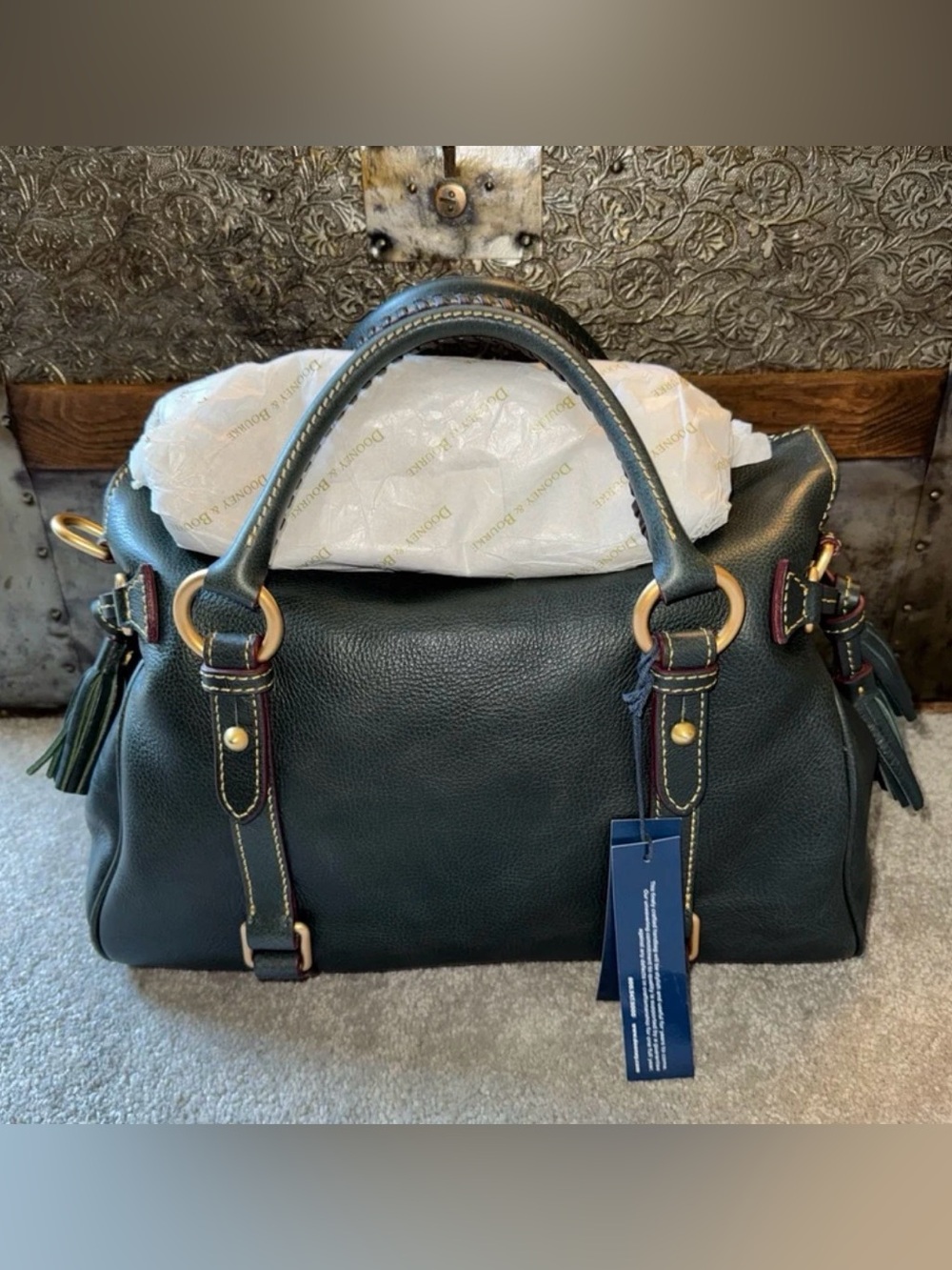 Dooney & Bourke Florentine satchel in Teal with strap - Picture 2 of 12
